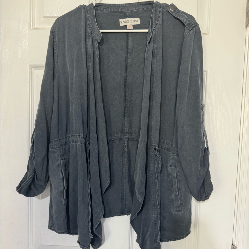 Knox Rose Gray Utility Jacket with Shawl Collar and Long Sleeves